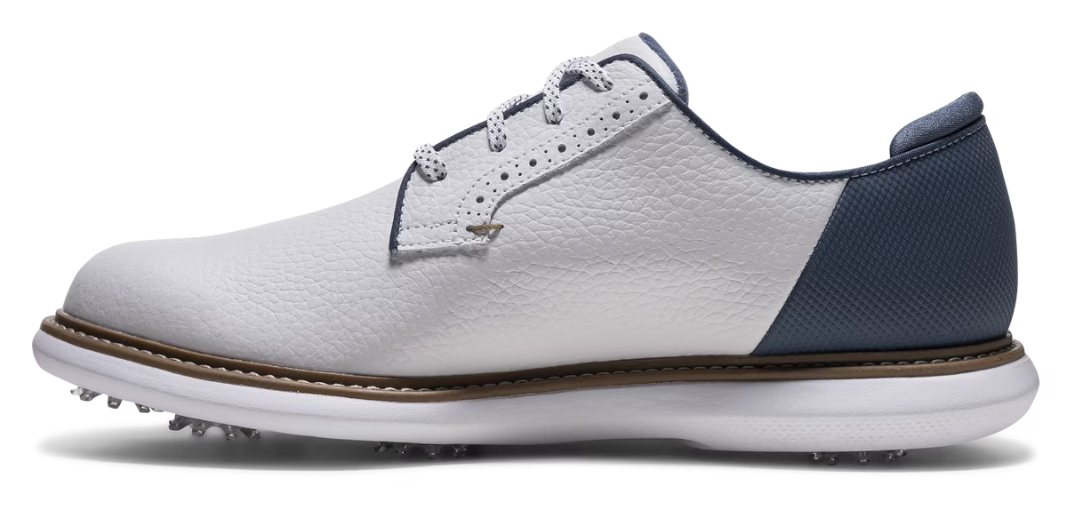 FootJoy FJ Traditions Blucher Herren Golfschuhe, weiß/blau/tan