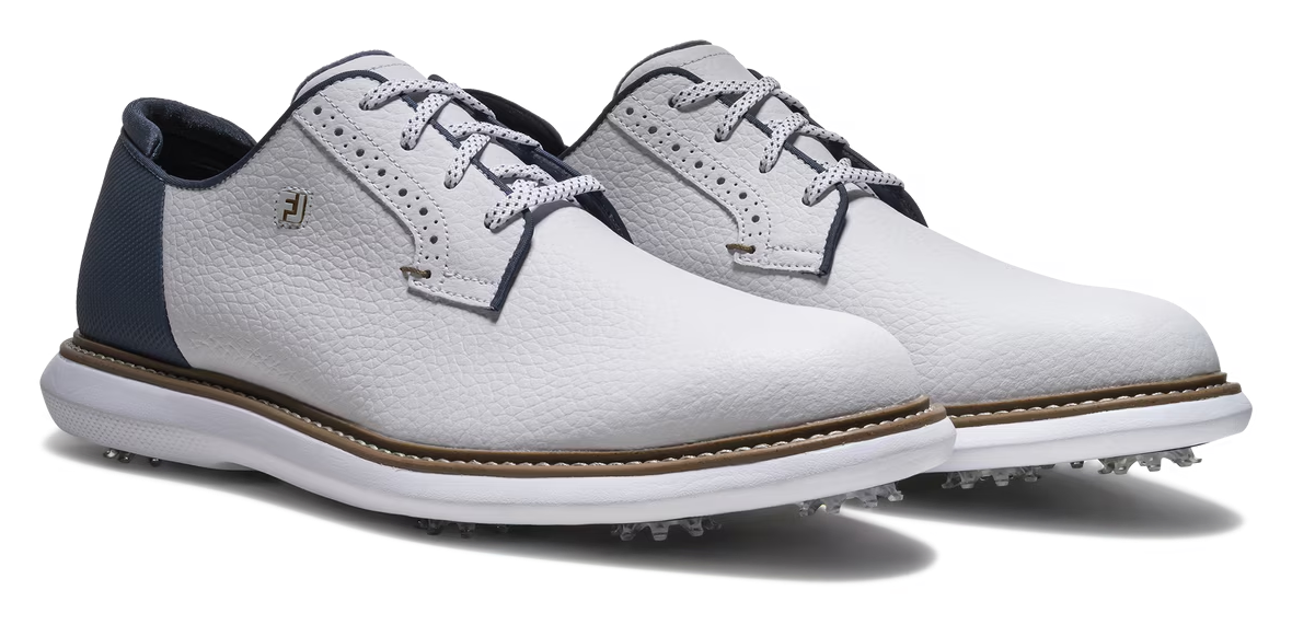 FootJoy FJ Traditions Blucher Herren Golfschuhe, weiß/blau/tan