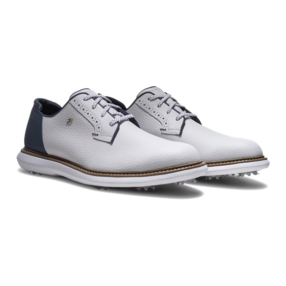 FootJoy FJ Traditions Blucher Herren Golfschuhe, weiß/blau/tan