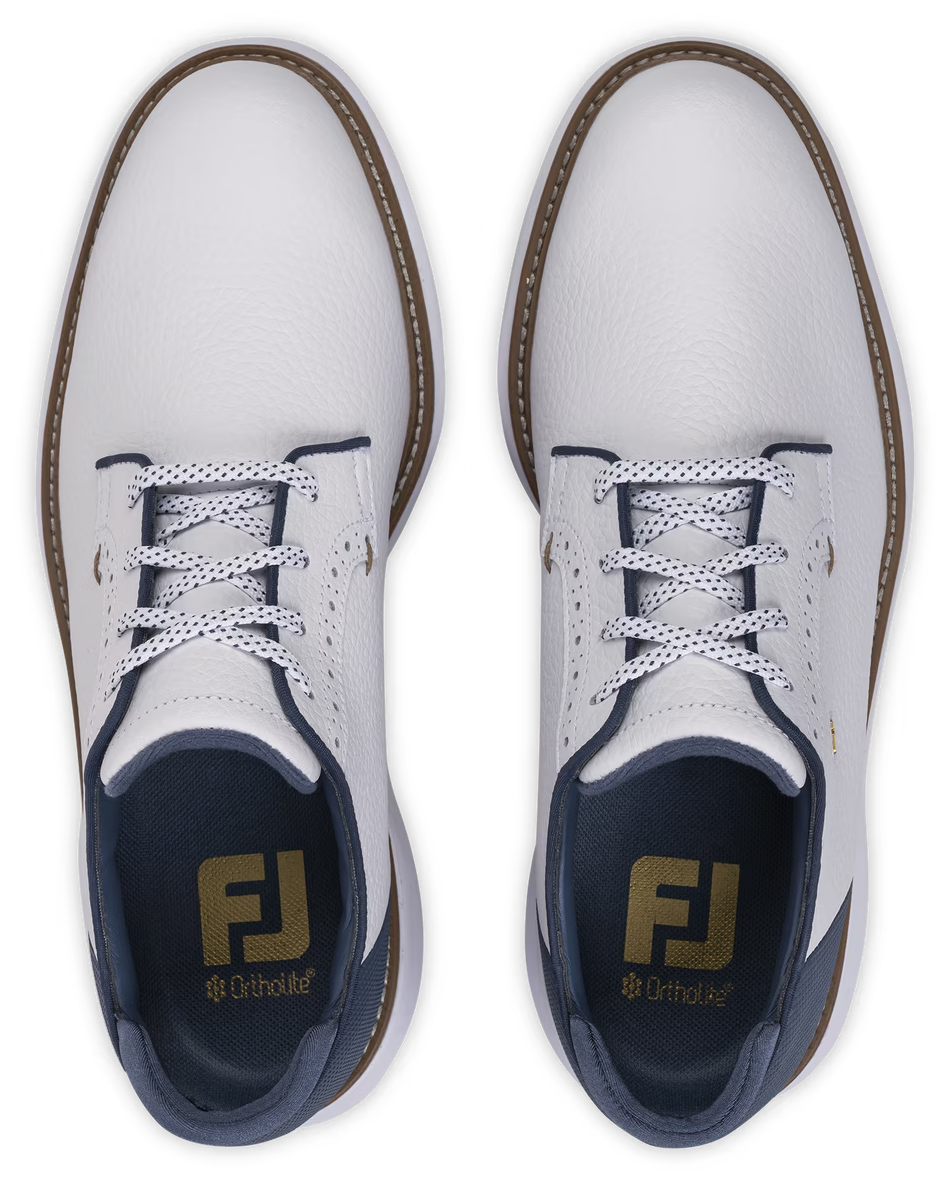 FootJoy FJ Traditions Blucher Herren Golfschuhe, weiß/blau/tan