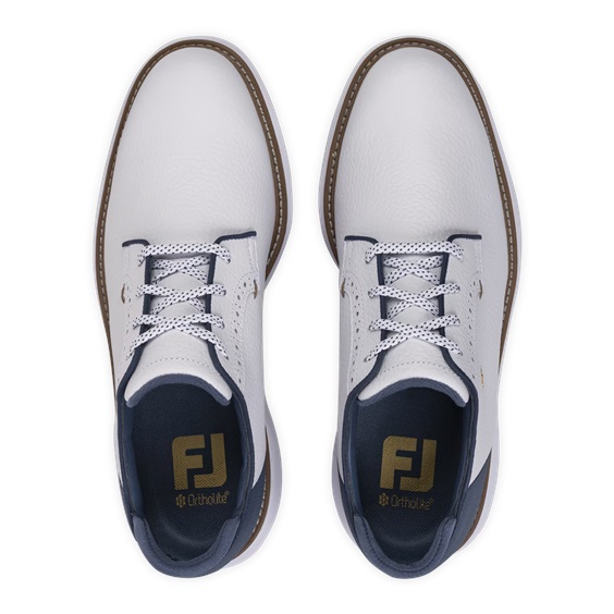 FootJoy FJ Traditions Blucher Herren Golfschuhe, weiß/blau/tan