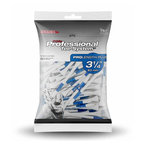 Pride Professional Tee System Prolength Plus Blaue Holz-Tees 83mm (3 1/4"), 75 Stück