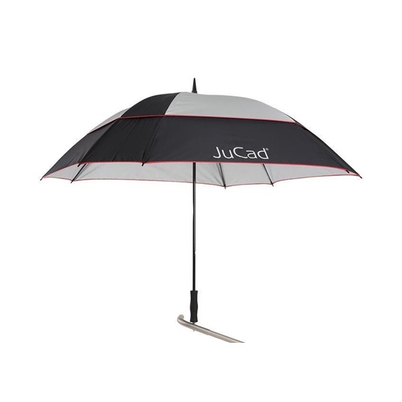 JuCad Golfschirm Windproof mit Schirmstift 68", schwarz/silber/rot