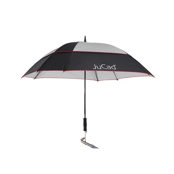 JuCad Teleskop-Golfschirm 68" Windproof mit Schirmstift, schwarz/silver/rot