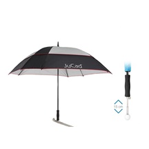 JuCad Teleskop-Golfschirm 68" Windproof mit Schirmstift, schwarz/silver/rot