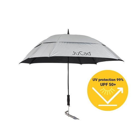 JuCad Teleskop-Golfschirm 68" Windproof mit Schirmstift, silber (UV-Schutz)
