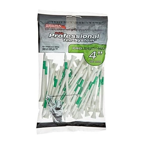 Pride Professional Tee System Prolength Max Grüne Holztees 101mm (4"), 50 Stück